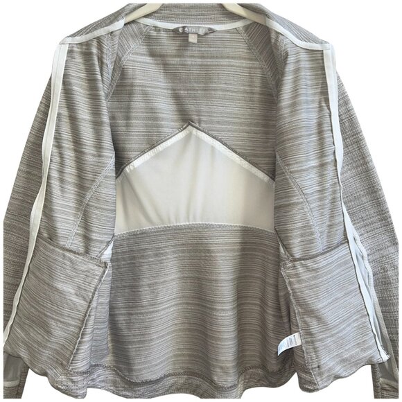 Athleta Elation Full-Zip Powervita Jacket grey ivory Small Yoga Studio - Picture 7 of 13